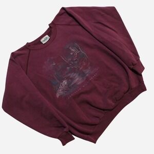 Mens Vintage Nature Burgundy Northern Reflections Forest Bear Wolf Crewneck